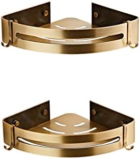 Bathroom Corner Shelves Shampoo Holder 2 Packed Shower Corner Caddy Adhesive or Drilling Antique Brass Color