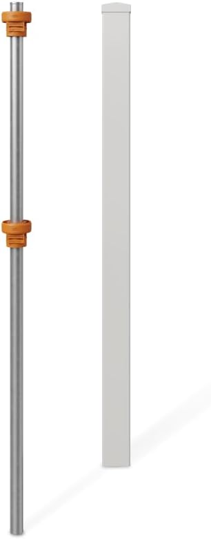 5ft H (1 Fence Post) No Dig WamBam Windsor Finishing Post with Steel Pipe Anchor Kit, Permanent White Vinyl Post for Windsor Fencing Panels and Gate Kit, Perfect for Yard, Pool or Dog Fence BL19109
