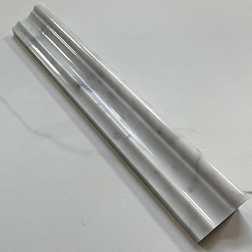 Stone Center Online Carrara White Marble 2X12 Chair Rail Trim Molding Polished Kitchen Bath Wall Floor Backsplash Shower (1 Piece) #TOP3