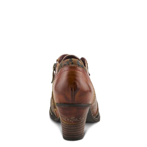 Spring Step L'Artiste Hunteera Oxford Heels | Baroque-Inspired Leather Lace-Up Shoes with Leopard Print Accents Camel Multi EU 41 / US 9.5-10 by Spring Step L'Artiste - Used condition - Image 2