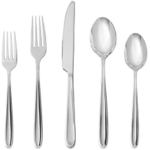 Fortessa Scoop 18/10 Stainless Steel, 20 Piece Flatware Set Service for 4, Silver