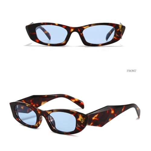 Lunettes de soleil œil de chat au design polygonal bleu et jaune rétro - 5
