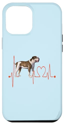 Carcasa para iPhone 14 Plus American Bulldog Heartbeat ECG My Dogs Are My Cardio