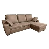 SHIITO | Modelo Oliver - Sofá 3 Plazas con Chaiselongue y Arcón | Máximo Relax y Confort | 248 x 82 x 95 cm - Color Piedra
