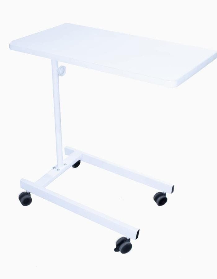 PAERIK India Heavy Duty Mechanical Portable Hospital Metal Medical Non-Tilt Top Over Bed Side Table with Adjustable Height Fits Over Beds & Bedside Food Table with Wheels - White (B0BLZ8P8VJ) Amazon Price History, Amazon Price Tracker
