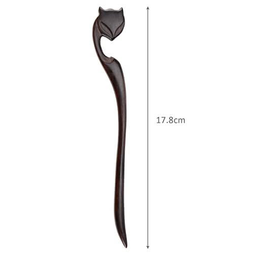 YINETTECH Wooden Fox Hair Stick Vintage Hair Fork Updo Hair Pin Traditional Chignon Pin Hair Accessories for Women Full Updos Low Bun Hairstyles - Image 4