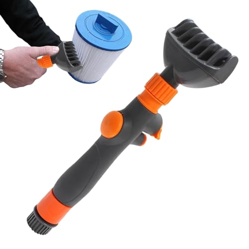 Herramienta de limpieza de cartucho de filtro de piscina, cepillo rápido reutilizable y resistente, limpiador de cartucho de peine de filtro de piscina, para manguera de jardín, spa, jacuzzi, hojas de