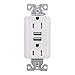 Eaton TRUSB5A15W-BOX Combination USB Charger with Decora Receptacle, White