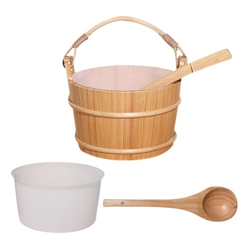 Sharplace Set di Secchi E Mestoli per Sauna, Secchio per Acqua in Legno, Secchio per Latte, Robusti Accessori per Sauna Fatti a Mano per Centri SPA, Bagno