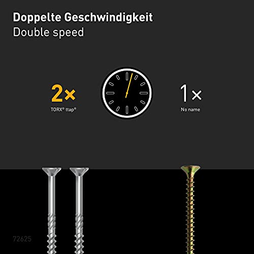 TORX® ttap® 72625 Spanplattenschrauben Set 1400 Stück (3.0 × 30mm, 4.0 × 40mm, 4.5 × 45mm, 5.0 × 80mm, 6.0 × 100mm… – Bild 5