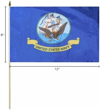 Pack of 6 8"x12" US Navy Ship 8x12 Rough Tex Nylon Wooden Stick Flag - Officially Licensed image 4