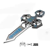 YQWジェスチャー制御ドローン、光る飛行剣のおもちゃ、リモコンで飛ぶ剣、ジェスチャー検出、ホバリング、3D回転機能を備えた子供用ドローン、屋内遊びに最適、誕生日プレゼント (充電式バッテリー 2セット [バッテリー駆動時間約20分],36CM - マジックソード ブルー (シングルコントロール))