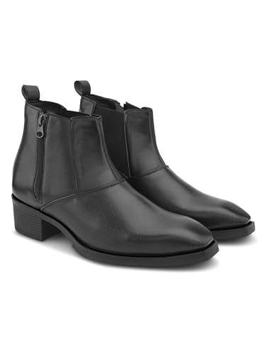Image of Prolific Men's Chelsea Zipper /Chain Boots | High Ankle Boot| Formal, Office & Casual Wear Shoes | Soft Cushioned Insole, Slip-Resistance, Dynamic Feet Support, Arch Support & Shock Absorption