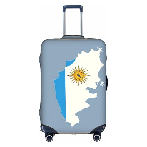 Uruguay Flag Map Print Travel Elastic Suitcase Luggage Baggage Cover Protector, Washable And Anti-Scratch