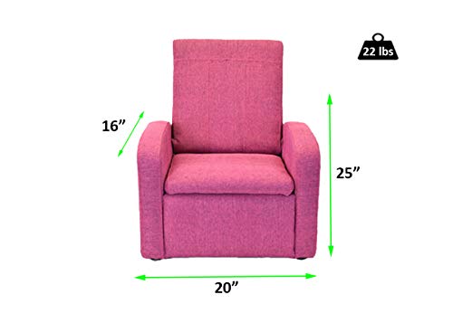 Stash Cute Comfy Kids Recliner Toddler Sofa Chair With Storage Chest For Toys Boys Girls Play-Room Furniture Reading Upholstered Little Mini Modern Baby Children Child Quality 250Lb Weight Limit Pink #TOP3