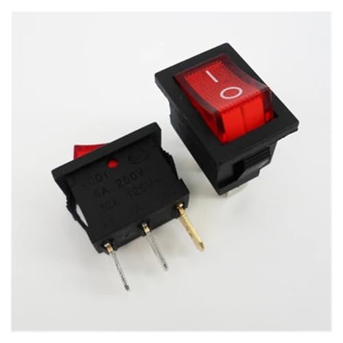 10PCS Ship Type Switch 15 * 21mm 3PIN ON/Off Rocker Switch 6A/250V 10A/125V 15X21 with Red Light