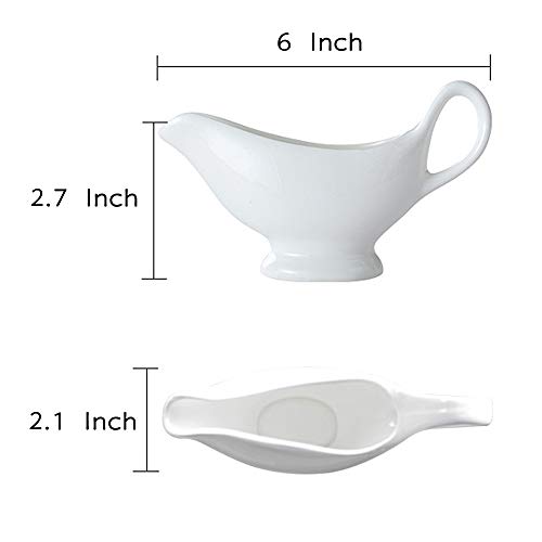 2 Packs Porcelain Gravy Boat, 4 oz Easy Pour White Gravy Boat for Salad Dressings, Milk,Broth, Creamer Microwave & Dishwasher Safe