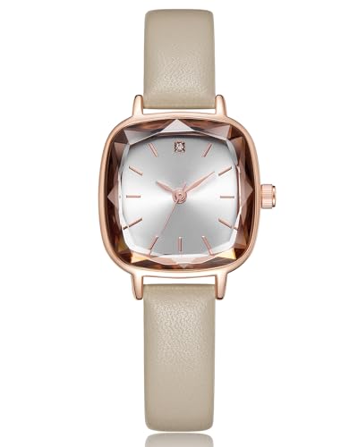 CIVO Relojes Mujer Minimalista Analógico: Cuero Caqui Diseño Reloj de Pulsera