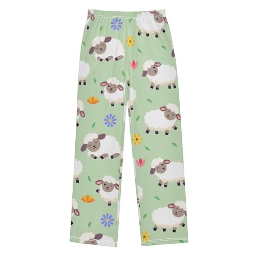 Flowers Sheep Boys Pants Boys Athletic Pants Long Pant for Boywith Pockets Wide-Leg Size 6-14Y