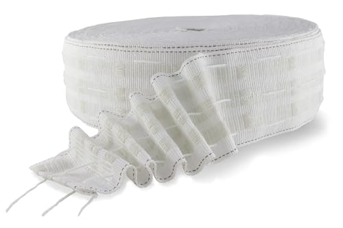MJMP Curtain Pleating Tape 6 Yards White British Style Perfect for Making Home Decor Projects.(6 Yards 2.8 Inch)