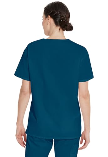 Image of Dickies EDS Signature Scrubs for Women and Scrubs for Men, Unisex One Pocket V-Neck Top in Soft Brushed Poplin 83706