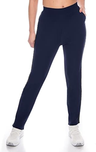 Kendindza Thermobroek voor dames, gevoerd met fleece aan de binnenkant, ondoorzichtig en zakken, Blauw, L