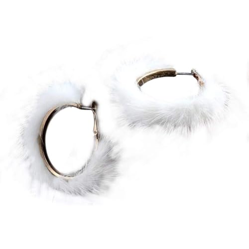 Mink Fur Hoop Earrings 5 cm Big size Raccoon Fur Hoop Earring Warm Christmas Gifts Endless Circle Earrings for Women