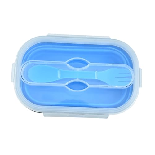 HOLIDYOYO Caja fiambrera plegable porta alimentos portatil soporte para almuerzo de estudiantes aire libre contenedor de alimentos calentado gel de sílice Blue