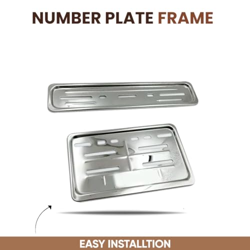 Image of Number Plate Frame Metal Silver Heavy Strong Material Universal for Bike Scooyt & Scooter
