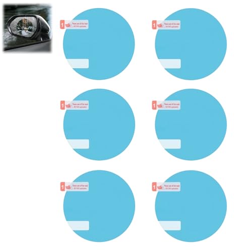 6PCS Car Rearview Mirror Films,Anti-Fog Car Rear View Mirror Film,Rainproof Waterproof C-ar Rain Fi-lm,Wing Mirror Rain Deflector,Side Mirror Ra-in Protector,Waterproof Wing Mirror Stickers