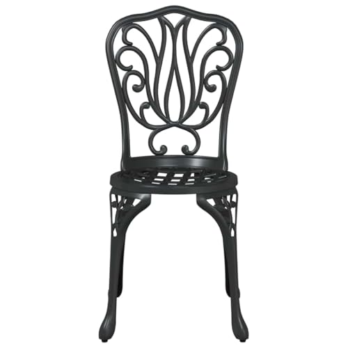 vidaXL Zestaw Bistro Ogrodowego 3 pcs Czarny Aluminium, Elegancki zestaw bistro do ogrodu, nowoczesne meble aluminiowe, modne siedzenie na świeżym powietrzu