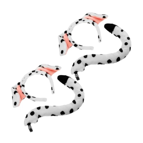 Ensemble oreilles et queue dalmatien en tissu doux pour fête cosplay enfants