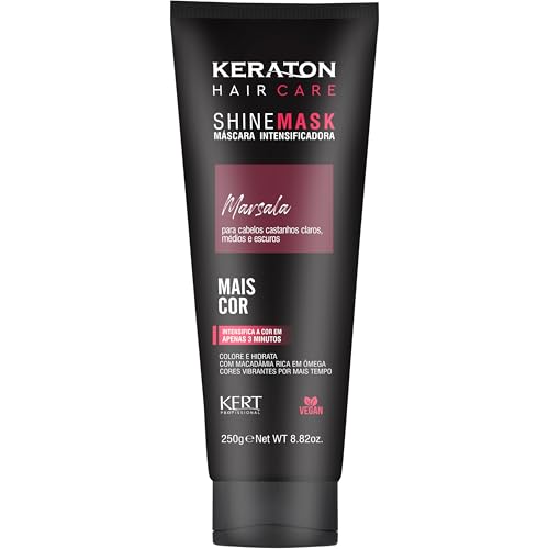 Keraton, Máscara matizadora hidratante, Trata e colore, Para cabelo castanho claro, médio e escuro,