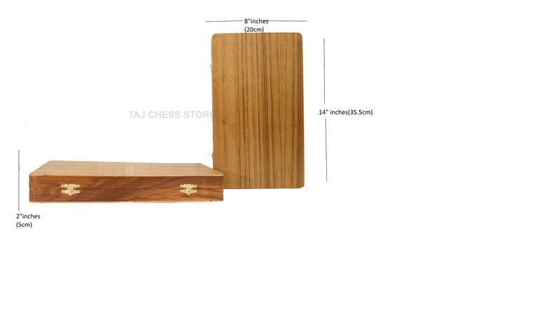 Set Backgammon pieghevole - Tavola da viaggio Backgammon in palissandro dorato da 14" (Sheesham) - Taj Chess Store