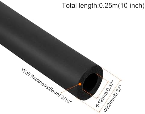 sourcing map Pipe Insulation Foam Tube Lagging Insulation Pipe 12mm(1/2") ID 22mm(7/8") OD 10" Heat Preservation for Handle Grip Support