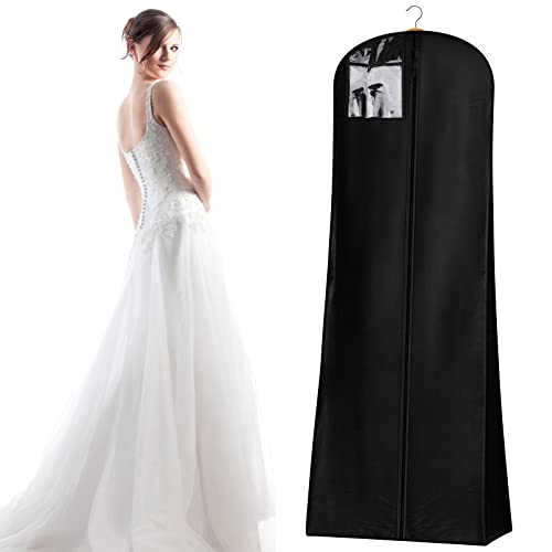 Funda para Vestido de Novia 72' Transpirable Bolsa de Ropa Funda para Vestidos de Novia o de Fiesta, Trajes, Abrigos 180 x 80 x 22cm (Negro)