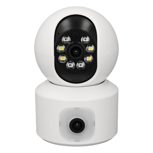 Dpofirs Caméra de sécurité à Double Objectif 1080p HD 360 ° PAN Tilt WiFi Intérieur Extérieur, Détection de Mouvement AI avec Alertes, Rangement Local Nuage jusqu'à 128 Go, Pas d'angle