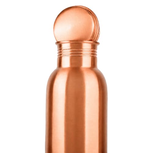 Image of Alpha Living Home Pure Copper Water Bottle 32 Oz Extra Large Wide Mouth Leak Proof Drinking Bottle with Brush, Ayurvedic Reusable Metal Bottle for Travel Office Gym, Pure Copper