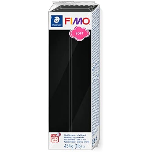 Staedtler FIMO Soft Polymer Clay - -Oven Bake Clay for Modeling, Kids, Jewelry, Sculpting, 1 lb Block, Black 8021-9