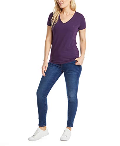Nautica Womens Easy Comfort V-Neck Supersoft Stretch Cotton T-Shirt T Shirt, Black Berry, Large Us #TOP5