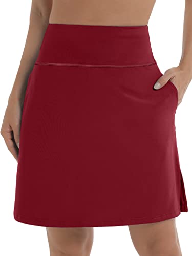 Womens Tennis Skirk With Inner Shorts Golf Skirt Mid-Length Skort Quick Dry Red Xl #TOP2