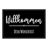 Print Royal Personalisierte Fußmatte eine Zeile Wunschtext - Willkommen Herz - Geschenke zum Einzug | rutschfest, 60x40cm mit Gummirand