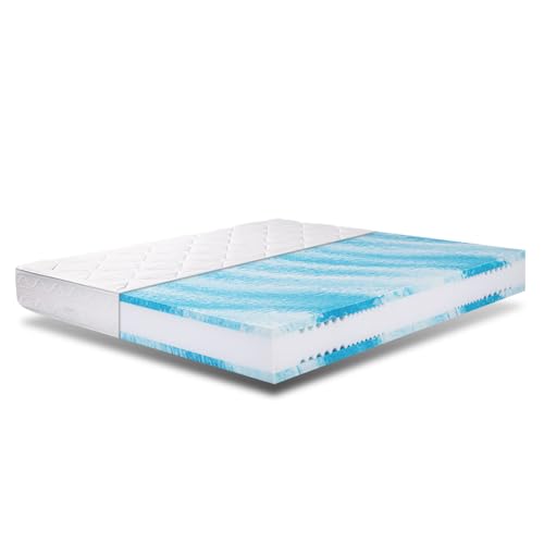 EGOHOME Colchón de muelles ensacados de 160 x 200 cm, Altura de 22 cm, ergonómico, colchón de muelles con 7 Zonas de Espuma y Funda de Microfibra, dureza H3, colchón de 160 x 200 cm, Certificado