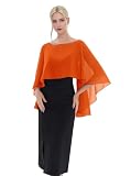 Generisch Damen übergröße Stola Chiffon Schal für Damen Elegant Chiffon tücher Leichter Weicher Schal Stola Damen Festlich Für Abendkleid Orange