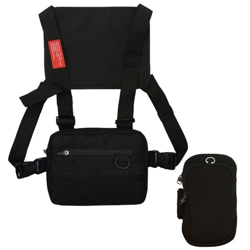 HDGSAFD 1 Bolsa De Pecho Multifunción para Exteriores Y 1 Bolsa De Brazo Deportiva, Equipo De Entrenamiento Deportivo, Bolsa De Pecho Impermeable Y Resistente Al Desgaste, Bolsa De Pecho Portátil