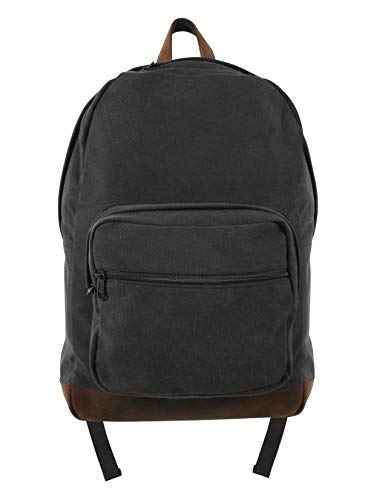 Rothco Vintage Canvas Teardrop Backpack With Leather Accents (Black/Brown)2