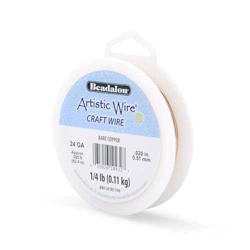 Artistic Wire, 24 Gauge Uncoated Bare Copper Craft Wire, 205 ft