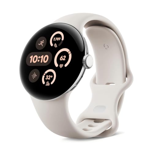 Image of Google Pixel Watch 3 (41 mm) - Android smartwatch with heart rate tracking, advanced running from Fitbit, fitness insights, 24-hour battery - Polished Silver Aluminium Case - Porcelain band - Wi-Fi
