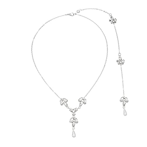 Yertter Wedding Bridal Back Necklace Silver Rhinestone Backdrop Necklace Body Chain Crystal Wedding Prom Brithday Party #TOP19