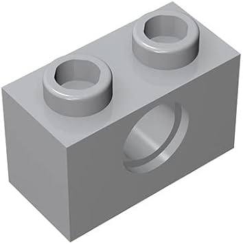 Classic Bulk Brick Block, Compatible with Lego Parts and Pieces 3700 Technical Light Gray 1x2 Brick with Hole, 100 PcsCloourLight Gray